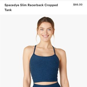 Beyond Yoga Space Dye Blue Cropped Work Out Top
